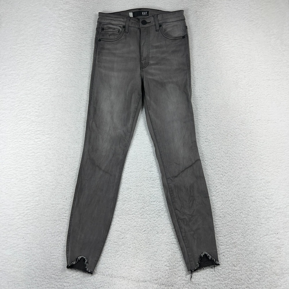 KUT From The Kloth Connie Fab Ab Ankle Skinny Jeans 2 (25.5x26) Gray Stretch